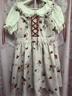アンクルージュ ミニワンピース 半袖 ピンク 総柄