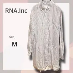 RNA.Inc コットン100% 長袖シャツ ストライプ M ブルー×ホワイト