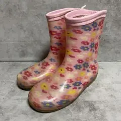 キッズレインブーツ（19EE）長靴 女の子 ピンク 花柄