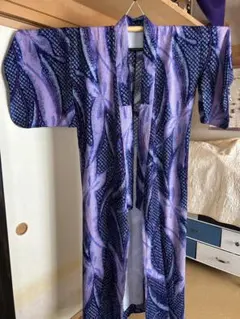 美品☆綿麻　浴衣　墨流し　ピーコック　広衿　水色　紫 美品☆綿麻 浴衣 墨流し ピーコック 広衿 水色 紫 - メルカリ
