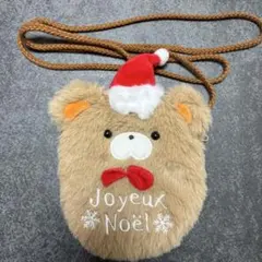 クマの顔デザイン サンタ帽子 ショルダーバッグ