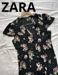 ZARA WOMAN 花柄プリントロングワンピース　Lサイズ　美品