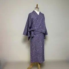 【匿名配送】 昭和レトロ 二部式 コート ポリエステル 花柄 紫 パープル