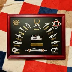 ヴィンテージ　東京ヴァンテアンクルーズ　ロープ結び　ガラス飾り額　壁掛けフレーム