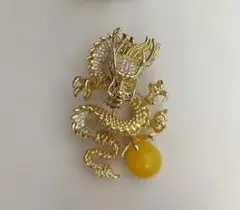 ドラゴンデザイン ゴールドブローチ