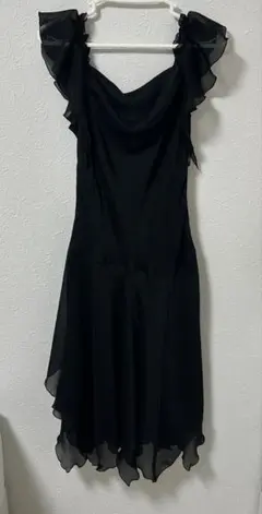 ブラックフリルキャミソールドレス M L 黒