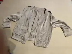 ノーカラージャケット グレージュ　丸首