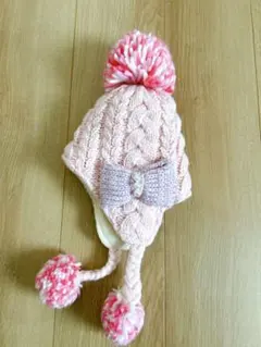 【最終値下げ】ピンク ケーブル編み ニット帽 50㎝〜52㎝