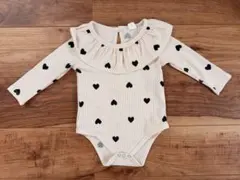 ロンパース・カバーオール ハート柄 フリル付き　シーイン　80 ベビー　ベビー服