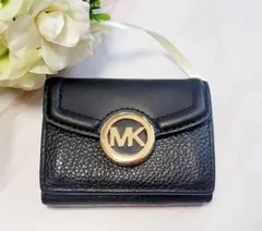 【MICHEAL KORS 】 三つ折財布 ブラック レザー 美品