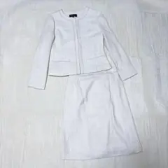 美品 INDIVI ノーカラー ツイード スカートスーツ セットアップ 38