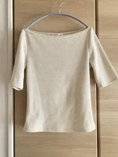 ZARA ホードネックリブニット　アイボリー　ベージュ　オフショルダー　Sサイズ