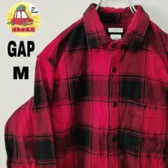 usa古着 GAP ネルシャツ　M レッド ブラック　オンブレチェック