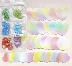 ね*猫様 カラフル プレート&ボールチェーン セット ハンドメイドパーツ キーホ