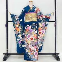 振袖フルセット 緑 エメラルド 成人式 草履バック付 裄66cm S-186