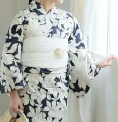 浴衣館グレース 紺色 白 下駄 帯 浴衣のみ - メルカリ