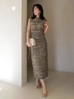 anuans ブラッシュツイードニットワンピースM