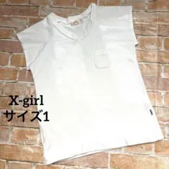 X-girl 半袖トップス チュニック Vネック ポケット 白 サイズ1のサムネイル