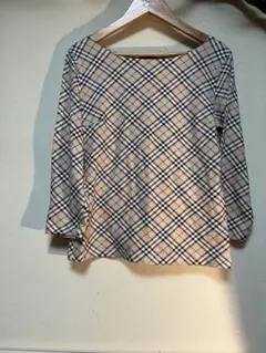 バーバリーロンドン ノバチェック柄　7分袖　　ボートネックカットソー サイズ1