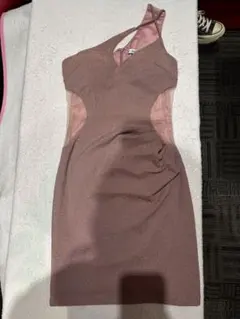 ワンショルダーグリッタードレス ピンク