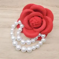 ブローチ 薔薇B レッド パール コサージュ 赤 卒業式 入園式 結婚式