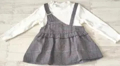 グレーチェック柄サロペット風チュニック 80cm