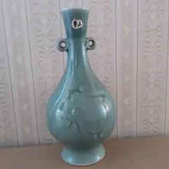 青磁 花瓶 華山壺 耳付き 花器 陶器 フラワーベース 和風 インテリア