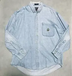 80s CHAPS ラルフローレン　チャップス　BDシャツ　デニムシャツ　L