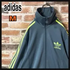 《人気》アディダス　adidas トラックジャケット　刺繍ロゴ　グレー　Mのサムネイル