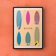 ★A4フレーム付き★オリジナル アートポスター QUIVER サーフボード