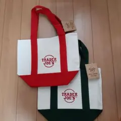 トレーダージョーズ　ミニトートバッグ　2個セット　TRADER JOE'S　赤緑