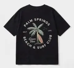 PALM SPRINGS バックプリントTシャツ ブラック 半袖　ヤシの木