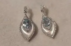 【アクアマリンとシェルのピアス】　f0102