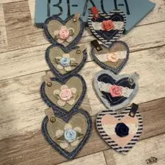 いちごパフェ☆様728☆ミニハートキーホルダー8個セット　薔薇　レース