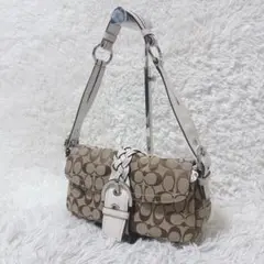 極美品 COACH ソーホー　シグネチャー　キャンバス　ワンショルダー　編み込み