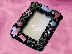 【黒×ピンク】ホイップデコ トレカケース 硬質ケース デコ 【B8】 #3010