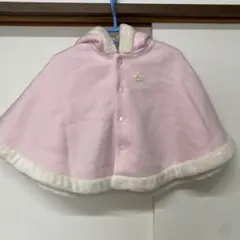 フリース フード付き ピンクポンチョ 70-90