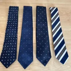 ネイビー ドット柄 シルクネクタイ 4本セット