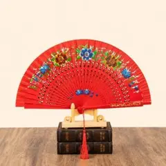 レッド 赤 アバニコ 扇子 フラメンコ ダンス スペイン 踊り 舞台 小道具のサムネイル