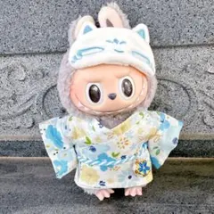 実物美品、17cmラブブ 、ぬい服の着物、水色3点セット