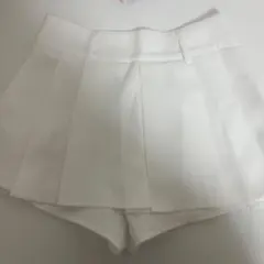 高速ターミナル ホワイト プリーツ ミニスカート キュロット