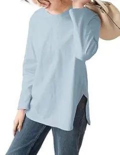 オーバーサイズ Tシャツ 長袖 レディース ゆったりめ ホワイト Lサイズのサムネイル