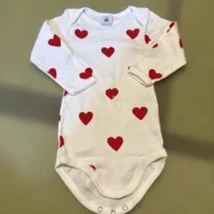 Petit Bateau ホワイト ハート柄　ボディスーツ 12m 74cm