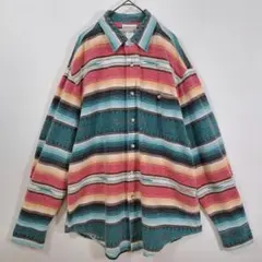 90s ヴィンテージ US製 ネイティブ柄 長袖シャツ 総柄 シャツジャケット風