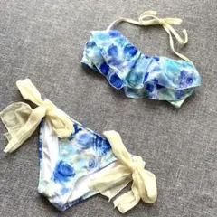 LIP SERVICE 青い花柄水着 バンドゥ