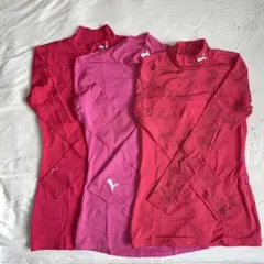 PUMA プーマ 長袖インナーシャツ ３枚セット レッド・ピンク系