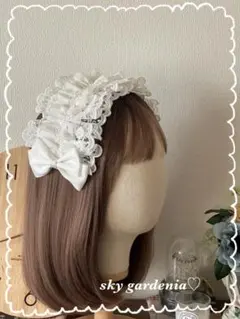 ♡オールホワイトフリルレース 白リボン白薔薇 クリスマスロリータゴスロリ 推し♡