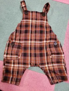茶色系チェック柄オーバーオール