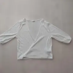 CINEMA CLUB カシュクール風 七分袖 カーディガン M