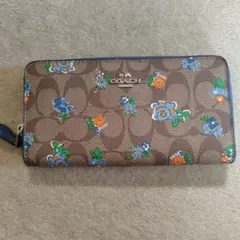 COACH 花柄 長財布 ブラウン